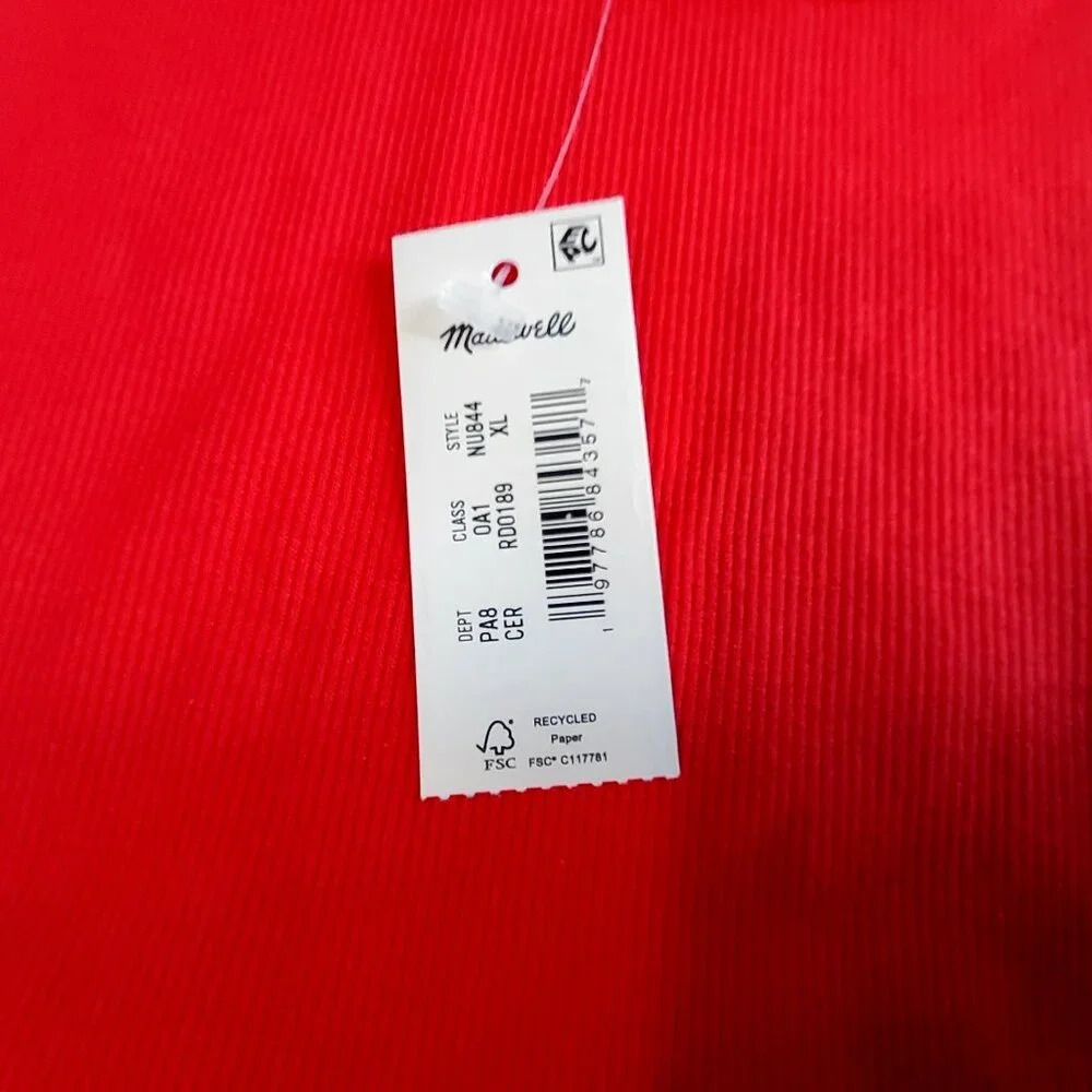 Madewell Womens Red Ribbed Tank Top Size XL Sleeveless Casual Lightweight - Picture 5 of 10